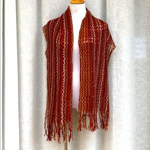 Missoni red knitted sequined warm scarf